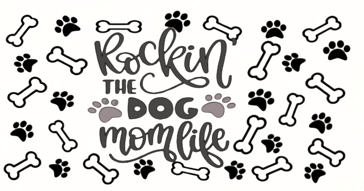 Dog Mom Lovers 16oz Glass Tumbler - "Rocking the Dog Mom Life"